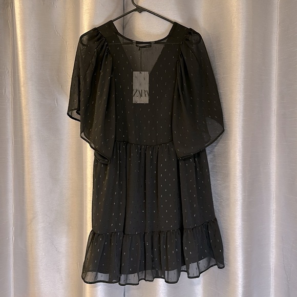 Zara Short Black Dress Sparkly Teardrops - Picture 5 of 5